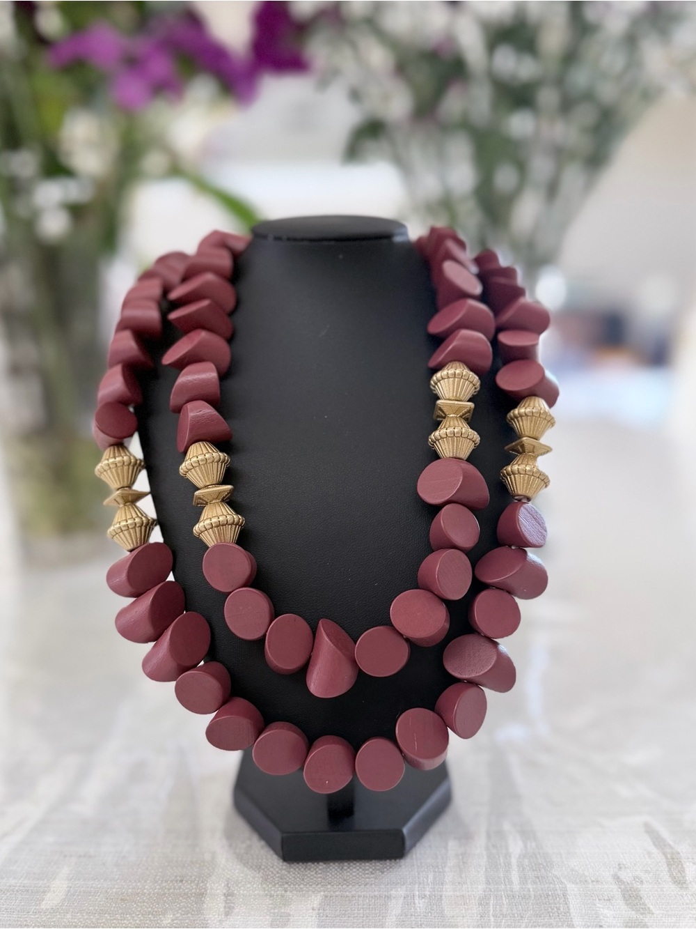 Plunder Double Strand gold beads boho necklace